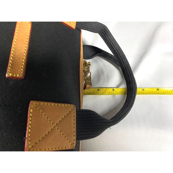 Dooney & Bourke Black Signature Canvas Leather Trim Satchel Bag detachable Strap - Picture 8 of 16